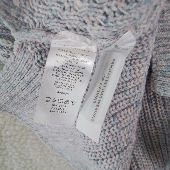 LOFT Cotton Blend Knit Sweater Size Medium Petite in Blue Pink White - Picture 9 of 9